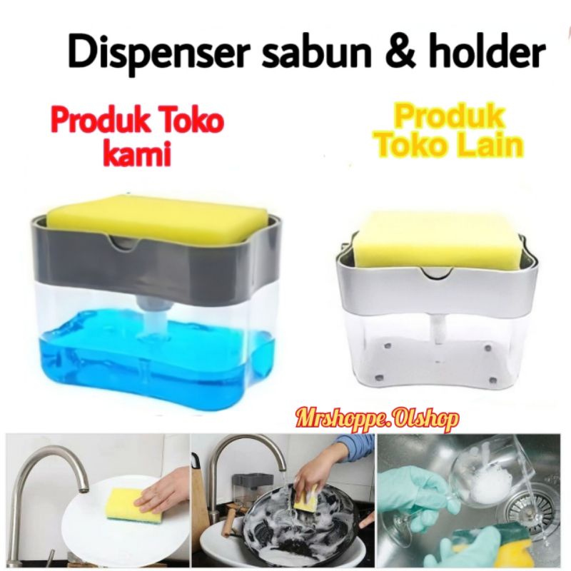 Jual Dispenser SABUN Cuci Piring Pump Tempat Sabun Holder Spons