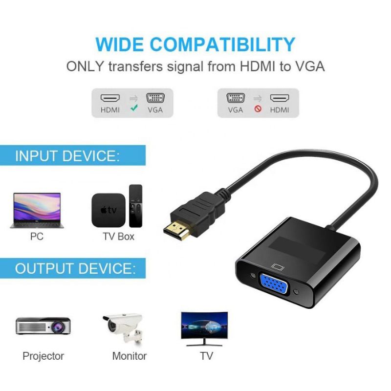 Jual Kabel HDMI To VGA CONNECTOR LCD MONITOR ORI 100 ELASTIS MUDAH