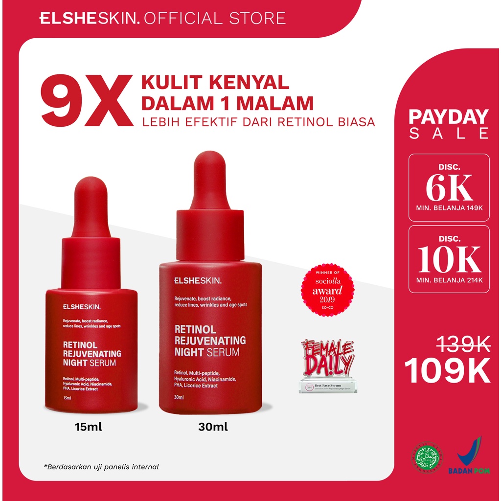 Jual Elsheskin Retinol Rejuvenating Night Serum Ml Retinol