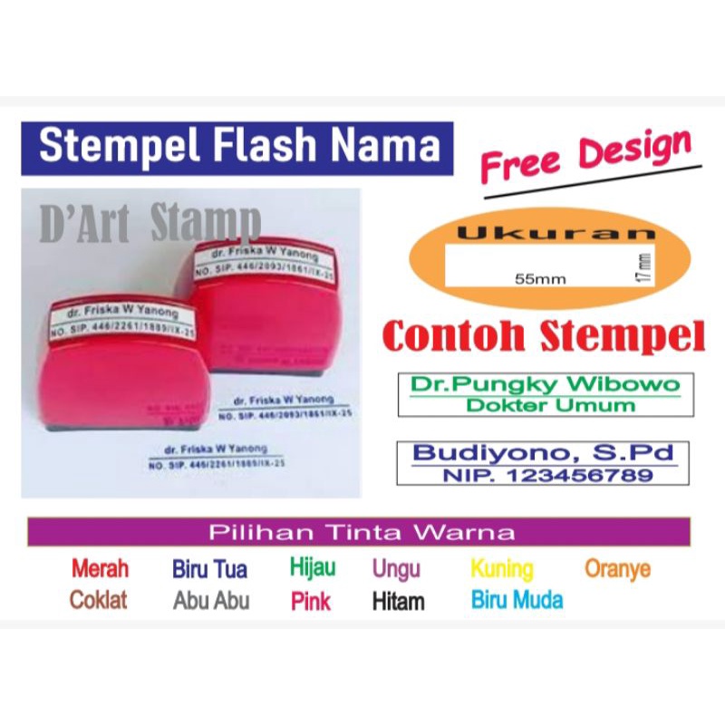 Jual STEMPEL POCKET WARNA OTOMATIS NAMA DOKTER PERAWAT DLL UKURAN