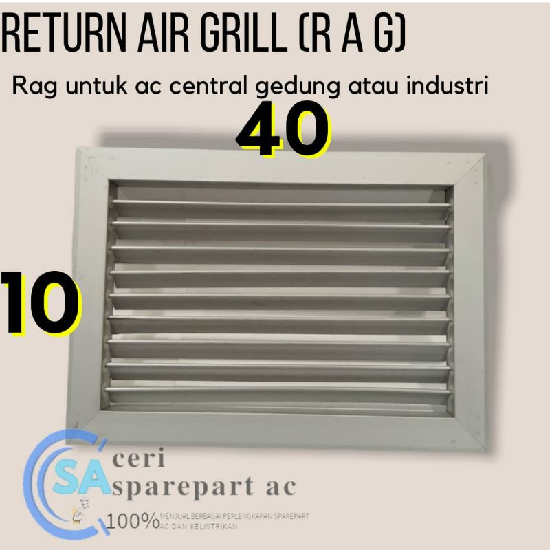 Jual RAG Return Air Grille UKURAN 10 X 40 Grill AC Polos Ukuran Dalam