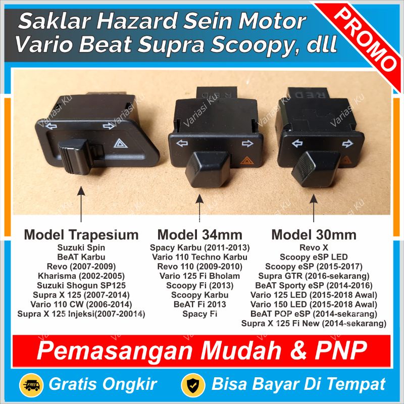 Jual SAKLAR TOMBOL SEIN HAZARD BAHAYA DOBEL KANAN KIRI HONDA SUPRA X