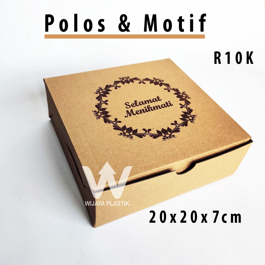 Jual Box Polos Dan Motif Daun Monstera R10K 20x20 Nasi Kue Kardus Dus