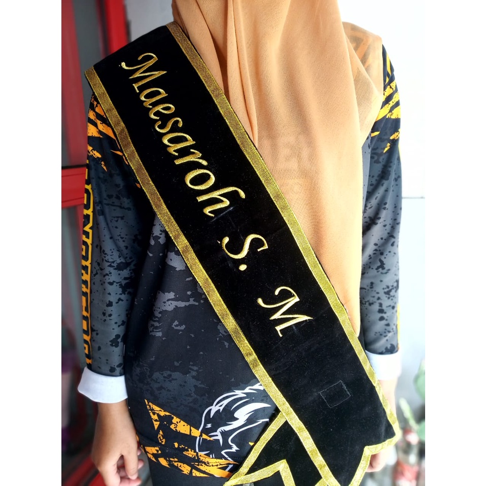 Jual Selempang Sash Wisuda Bludru Bordir Komputer Selempang Nama