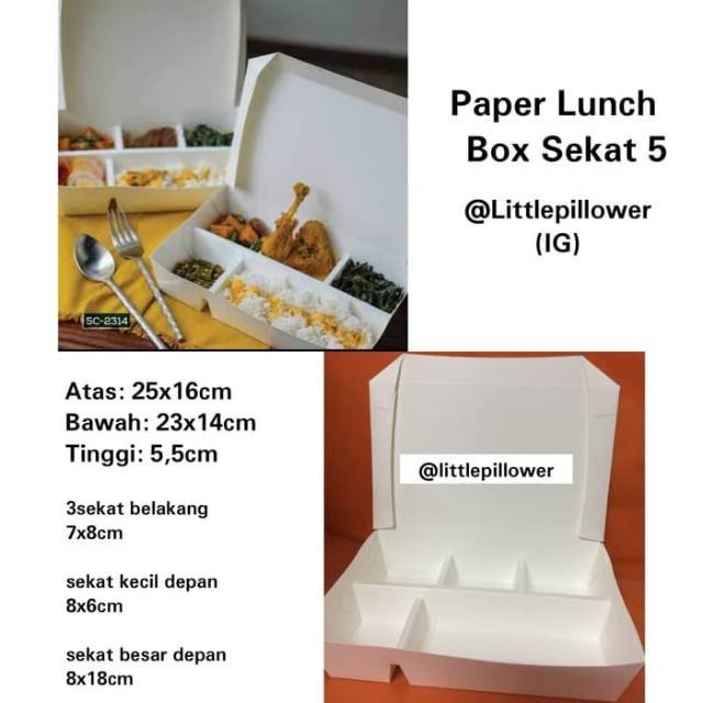 Jual Isi Pcs Paper Sekat Paper Lunch Box Sekat Take Away Box