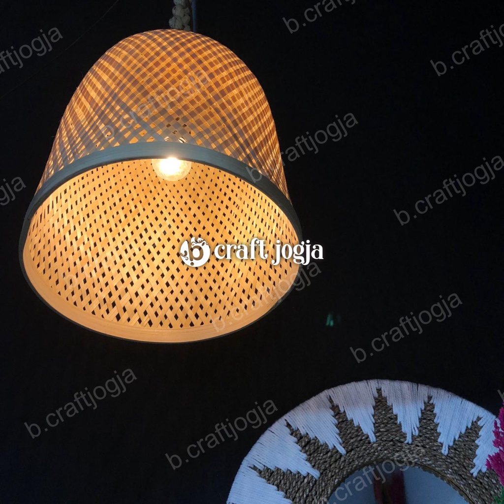 Jual Kap Lampu Gantung Bambu Lampu Dekorasi Model Tabung Size L