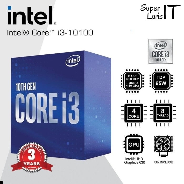 Jual Processor Intel Core I3 10100 3 6GHz 4core LGA 1200 BOX Garansi