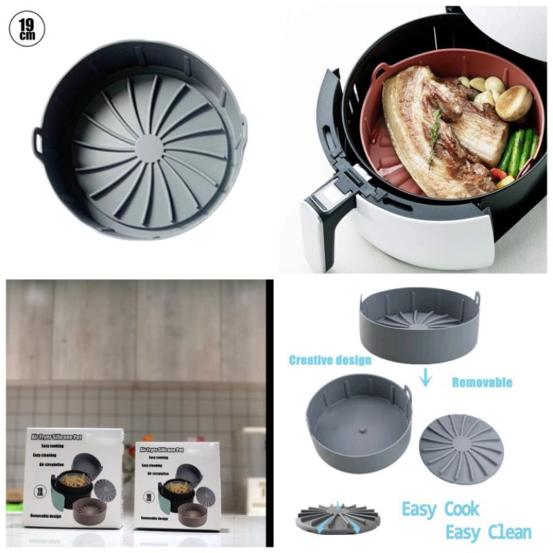 ELtamart Air Fryer Silicone Pot Wadah Silikon Tahan Panas Seperti Bazel