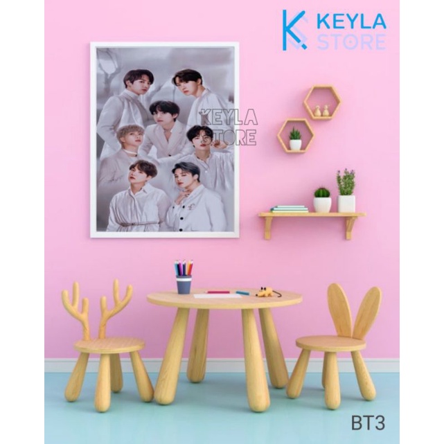 Jual POSTER KAYU HIASAN DINDING PAPAN MDF TEMA BTS ARMY KPOP KOREA