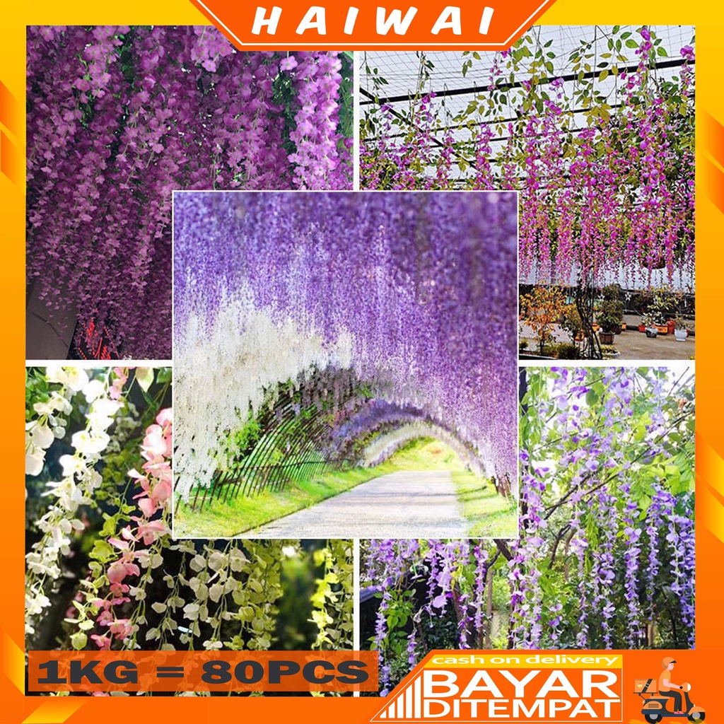 Jual HaiWai COD Bunga Artificial Wisteria Imitasi Tanaman Gantung Palsu