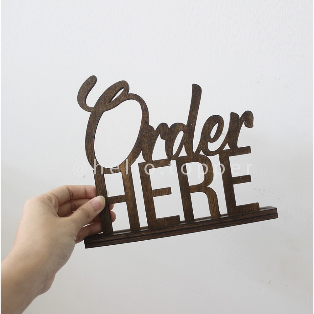 Jual Sign Kayu Order Here Table Sign Order Here Kayu Shopee Indonesia