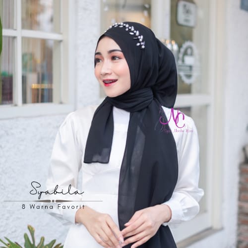 Jual Pashmina Hijab Manik Payet Pesta Mewah Bling Bling Jilbab Mutiara