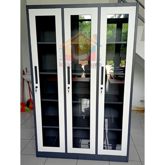 Jual Kurir Toko Lemari Arsip Besi SMJ 313 Pintu 3 Kaca Shopee Indonesia