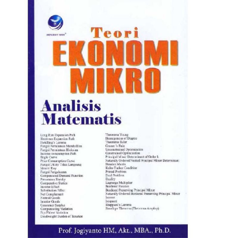 Jual Teori EKONOMI MIKRO Analisis Matematis By Jogiyanto Hartono