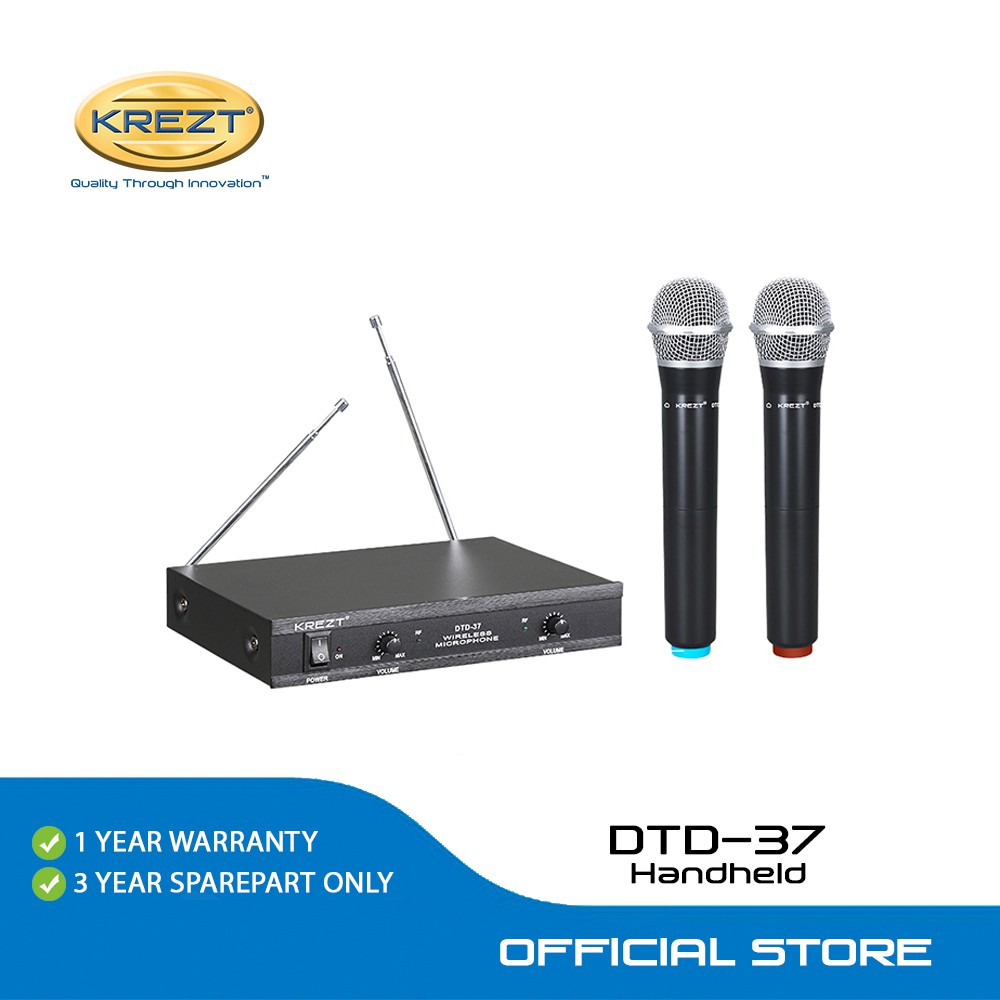 Jual PROFESSIONAL WIRELESS MICROPHONE KREZT SYSTEM DTD 37 HANDHELD