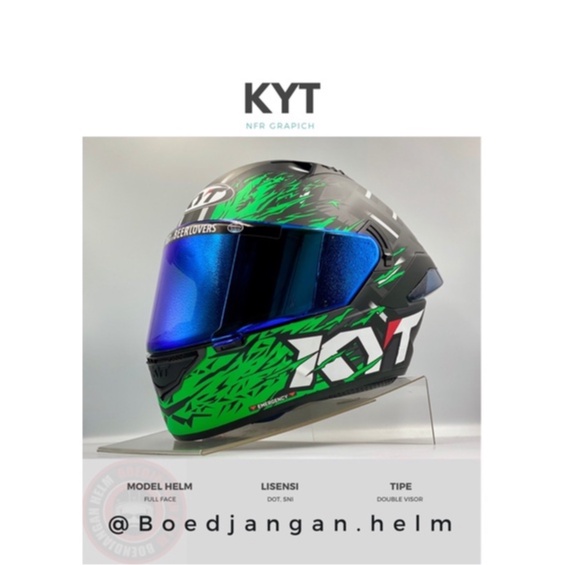 Jual HELM KYT NFR FLAMING MATT GREY GREEN SPESIAL EDITION NFR FULL