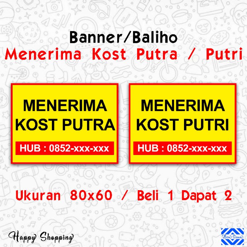 Jual Banner Baliho Menerima Kost Ukuran X Beli Dapat