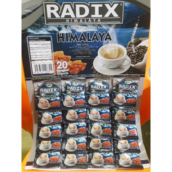 Jual KOPI RADIX HPA MALAYSIA HIMALAYA PREMIX COFFEE 20 SACHET