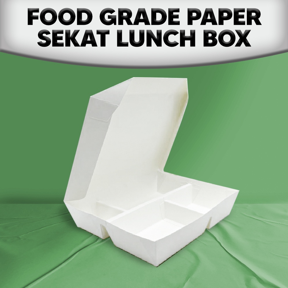 Jual Lunch Box Paper Sekat 4 Putih Bento Kertas 4 Sekat Grosir