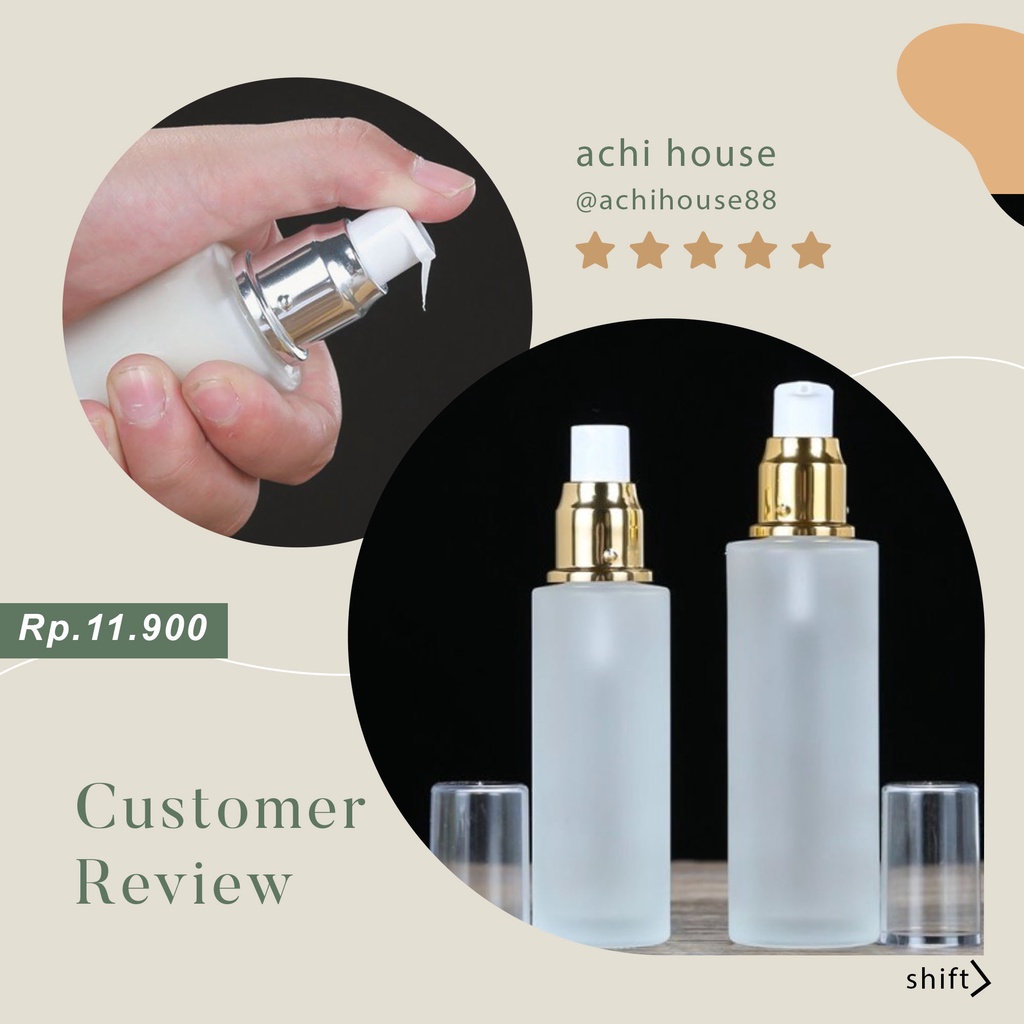 Jual Botol Serum Spray Pump 60ml Frosted Dof Tutup GOLD Silver