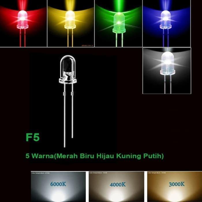 Jual Promo LED 5mm Straw Hat Topi 5 Warna Merah Biru Hijau Kuning Putih