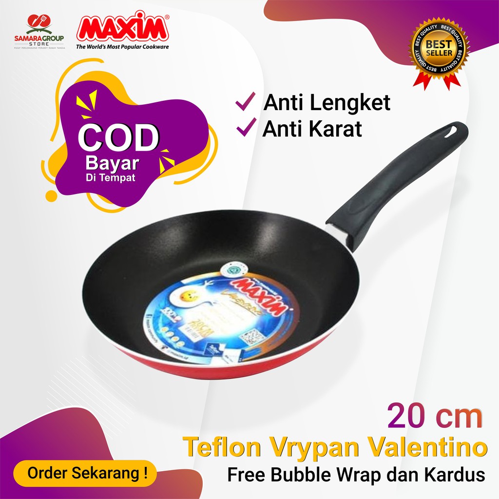 Jual TEFLON FRYPAN VALENTINO ANTI LENGKET MAXIM Uk 20 CM Indonesia