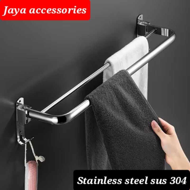 Jual Rak Handuk Towel Bar Gantungan Baju Lipat Dinding Stainless Sus