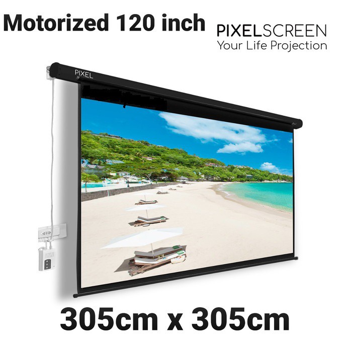 Jual Pixel Layar Proyektor Motorized 120 Inch Remote Otomatis Shopee