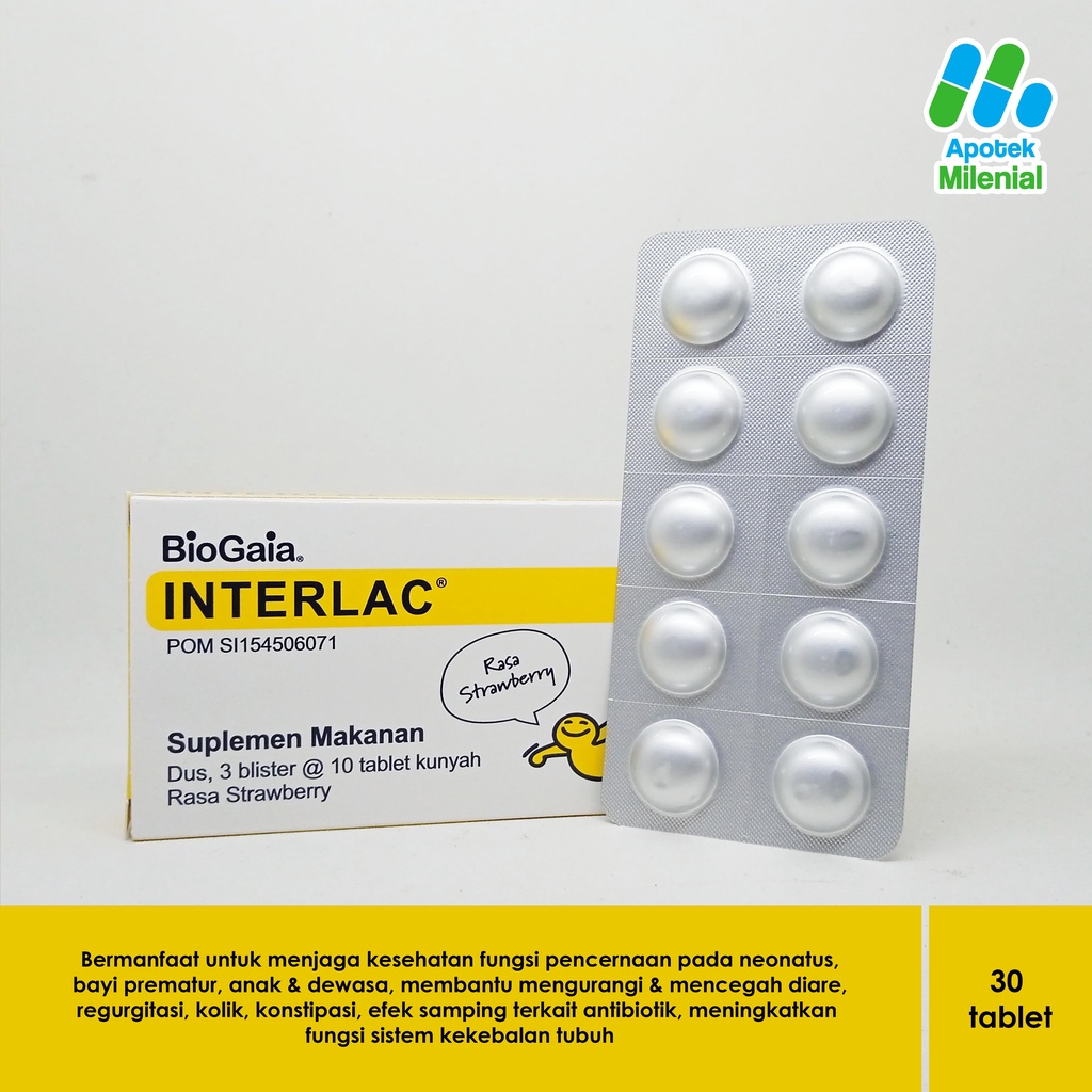 Jual Interlac Probiotik Tablet Kunyah Strawberry Tablet Shopee