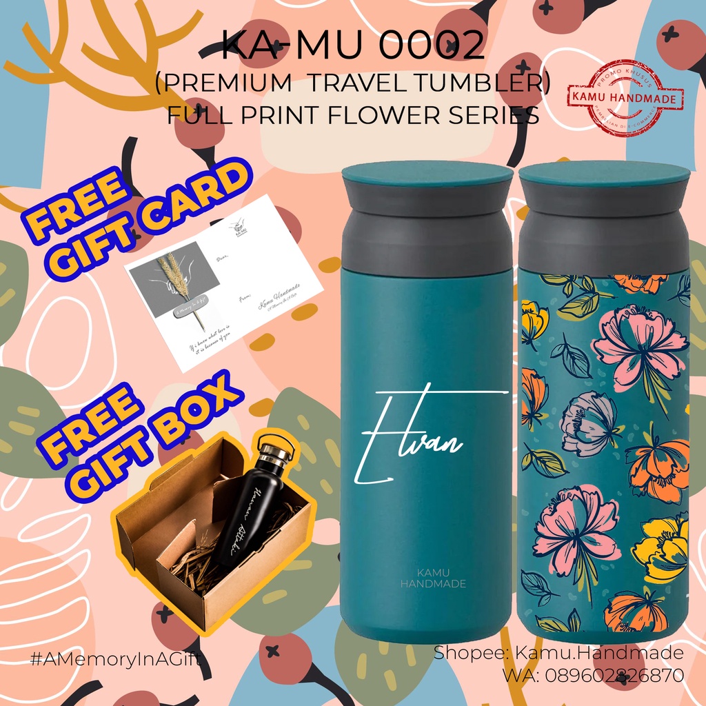 KADO TUMBLER CUSTOM FOTO LOGO NAMA 500ml CETAK UV PRINT GRAFIR TRAVEL