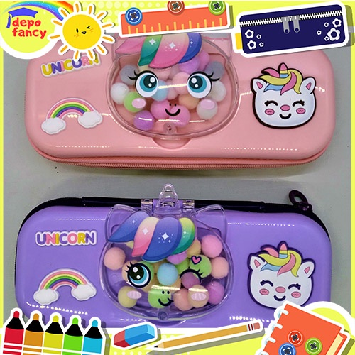 Jual Kotak Pensil Resleting Hard Case 38142 Unicorn Tempat Pensil