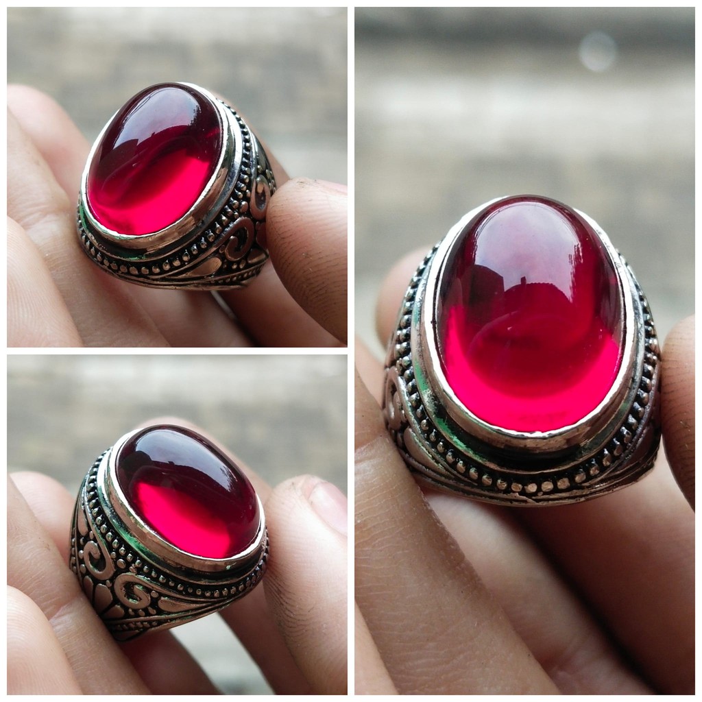 Jual Cincin Batu Merah Siam Kristal Lokal Ring Tanam Shopee Indonesia