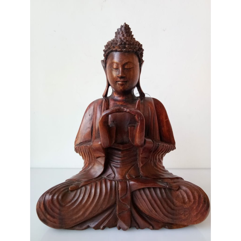 Jual Patung Kayu Budha Buda Sakyamuni Duduk Bersila Style Buddha