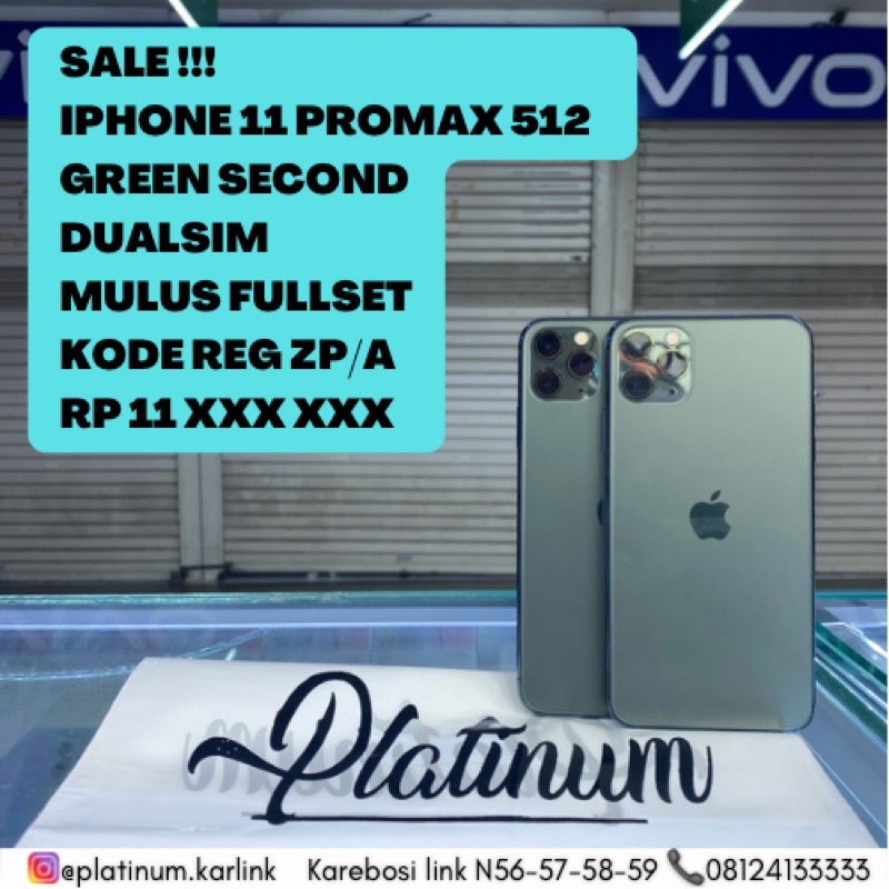 Jual IPHONE 11 PROMAX 512Gb DUALSIM SECOND MULUS FULLSET Indonesia