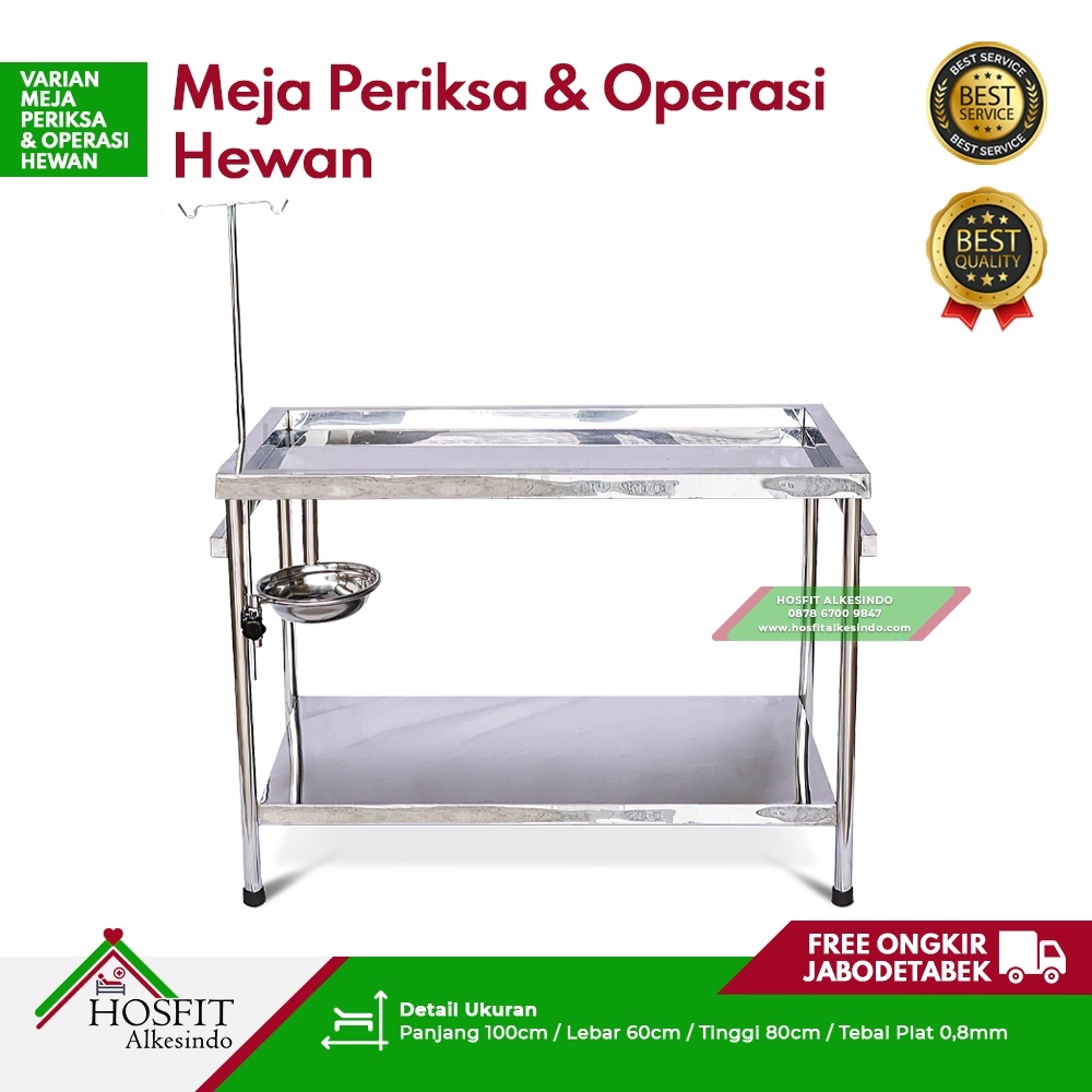 Jual Meja Periksa Hewan Meja Operasi Binatang 100x60x80cm Thickness 0