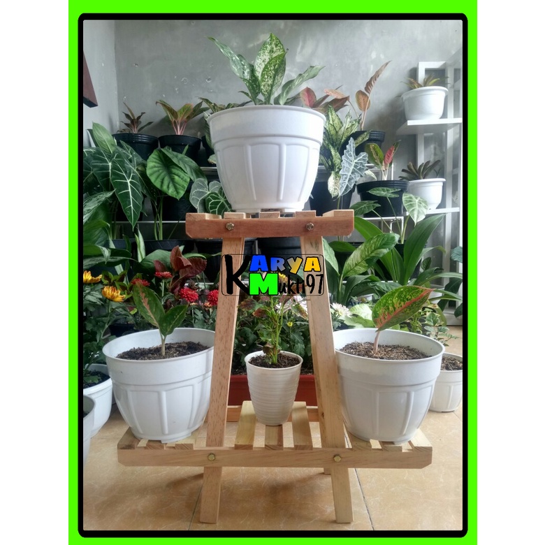 Jual Rak Bunga Susun Ukuran Tinggi Tempat Bunga Wooden Standing Pot