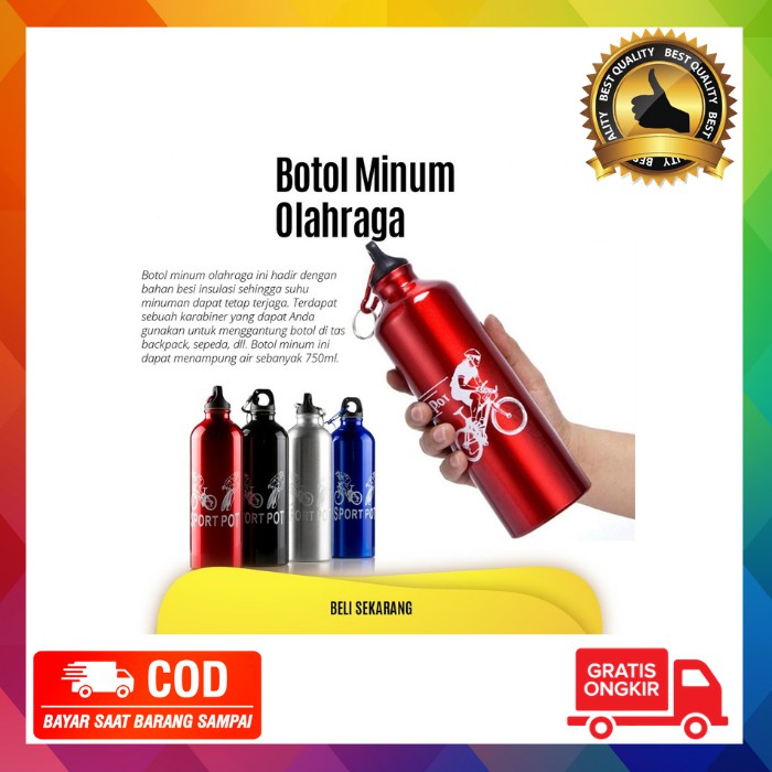 Jual COD Botol Minum Olahraga Aluminium Kuat Tahan Panas Dingin