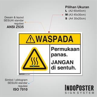 Jual Stiker Safety Sign Rambu K3 ANSI Waspada Permukaan Panas Jangan