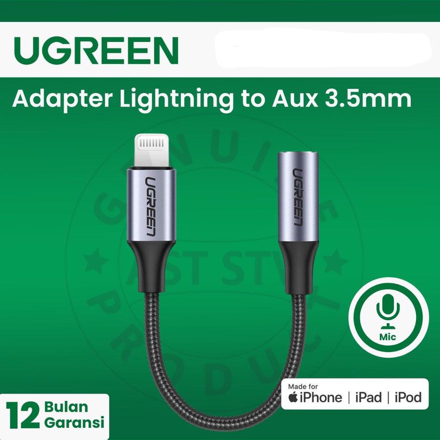 Jual Ugreen Kabel Audio Converter Lightning To Jack Aux Mm Adapter