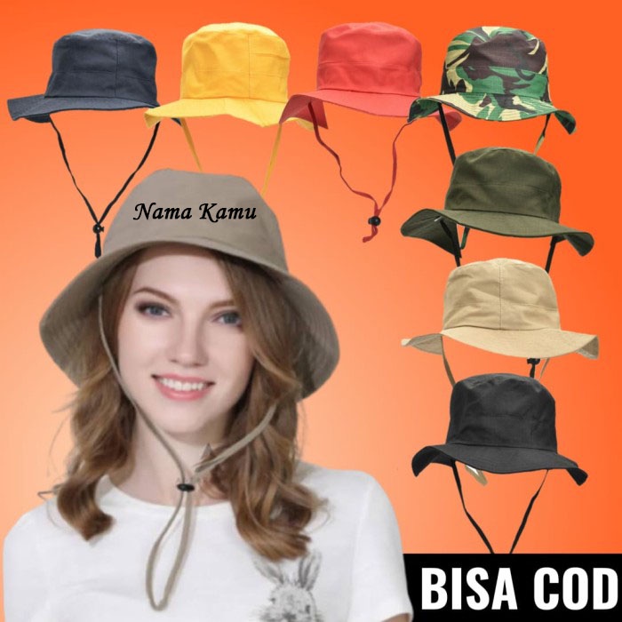 Jual Topi Gunung Rimba Hiking Hutan Camping Hat Tali Cream Outbound