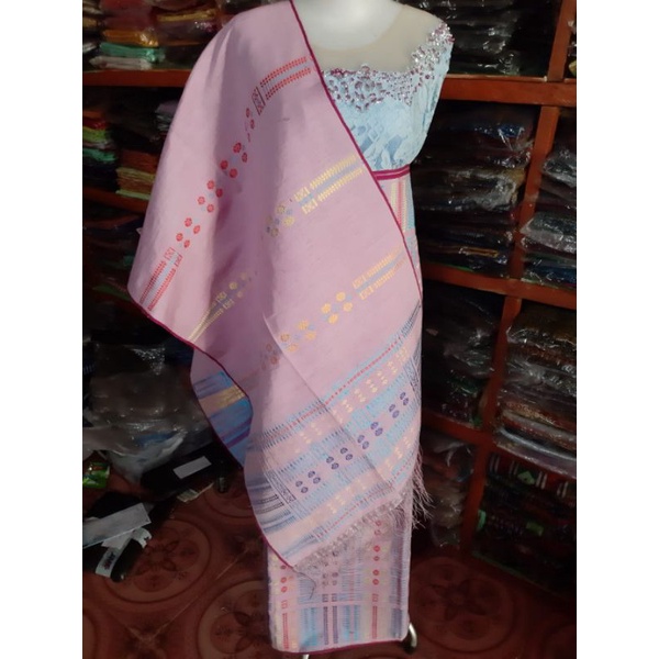 Jual Cocok Songket Pengantin Sirat Kristal Pucca Bintik Warna Lilac