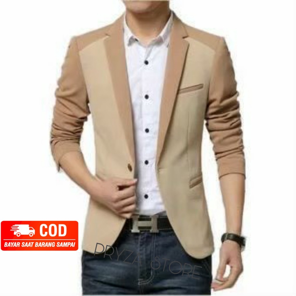 Jual Pryza Jas Blazer Pria Casual Kombinasi Cream Original Df Y Jas