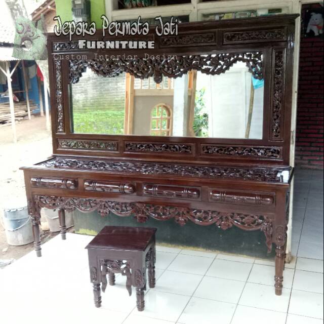 Jual Meja Rias Jati Altar Mewah Lengkap Kaca Meja Cermin Meja Konsul