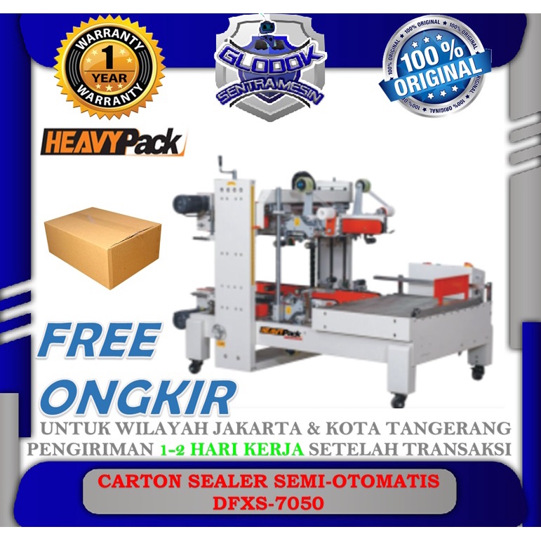 Jual Mesin Carton Sealer Semi Otomatis Pengemas Kardus DFXS 7050