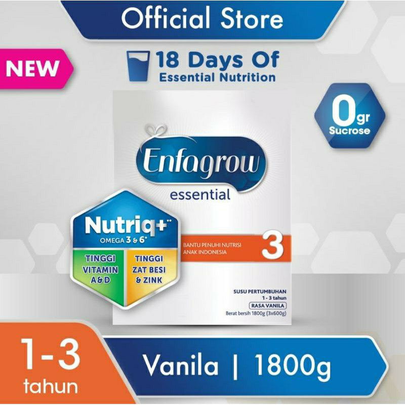 Jual Enfagrow 3 4 Vanila Essential 1800 Gr Susu Formula Pertumbuhan