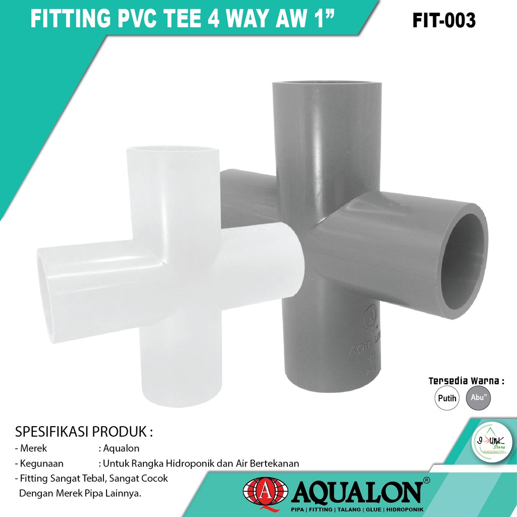 Jual Sambungan Pipa PVC TEE CROSS AW 1 INCH 4 WAY AQUALON