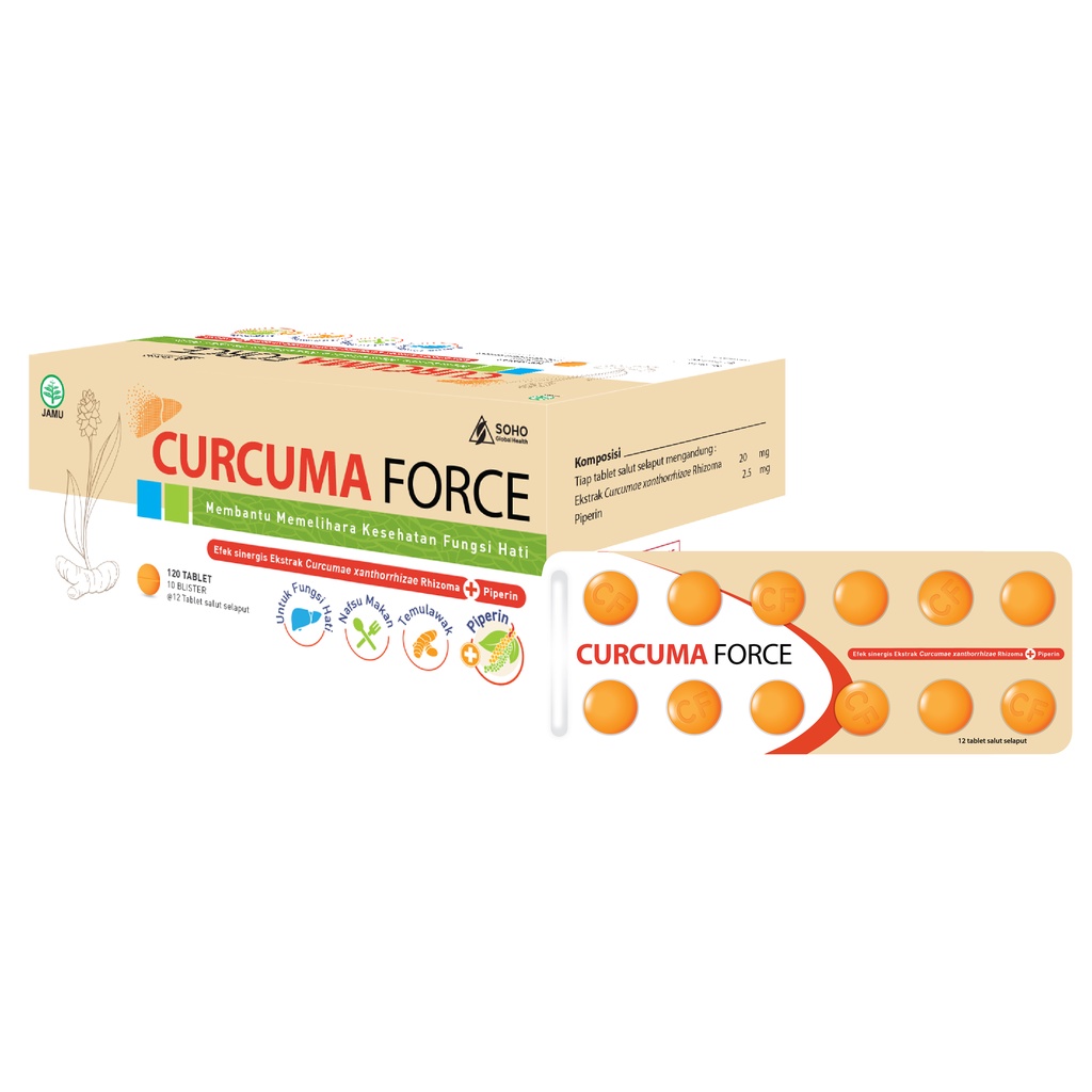 Jual Curcuma Force Memelihara Kesehatan Fungsi Hati 1 Strip 12 TABLET