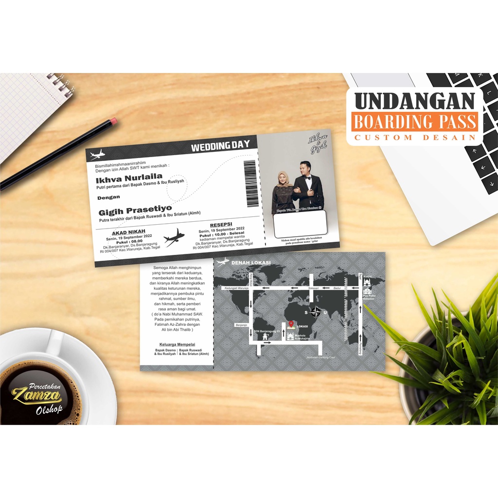 Jual Undangan Pernikahan G Boarding Pass Tiket By Zamza Shopee