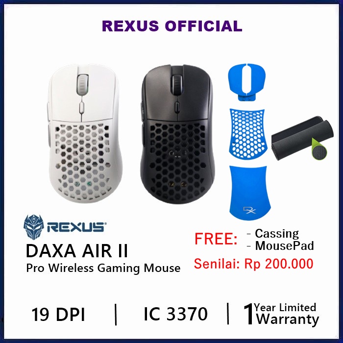 Jual Rexus Daxa Air II Pro Wireless Gaming Mouse Air 2 Ultra