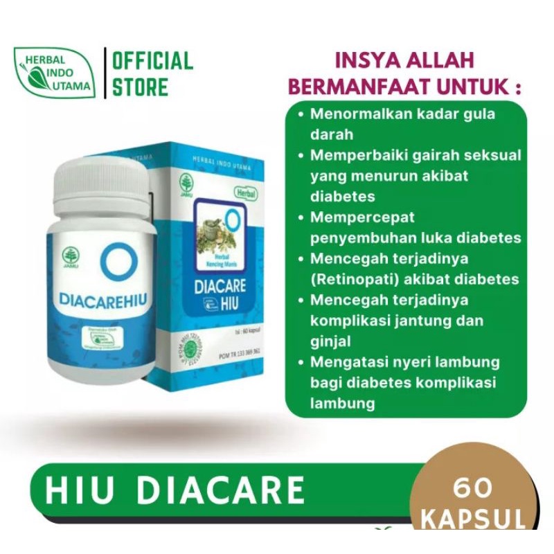 Jual HIU DIACARE Hiu 60 Kapsul Obat Diabetes Ampuh Perbaikan